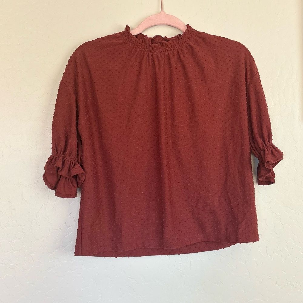 Madewell Texture and Thread Clipdot Ruffle Top Extra Small - Picture 2 of 8